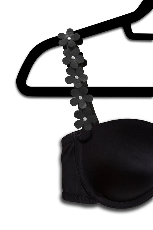 Black Vegan Leather Flowers image 0