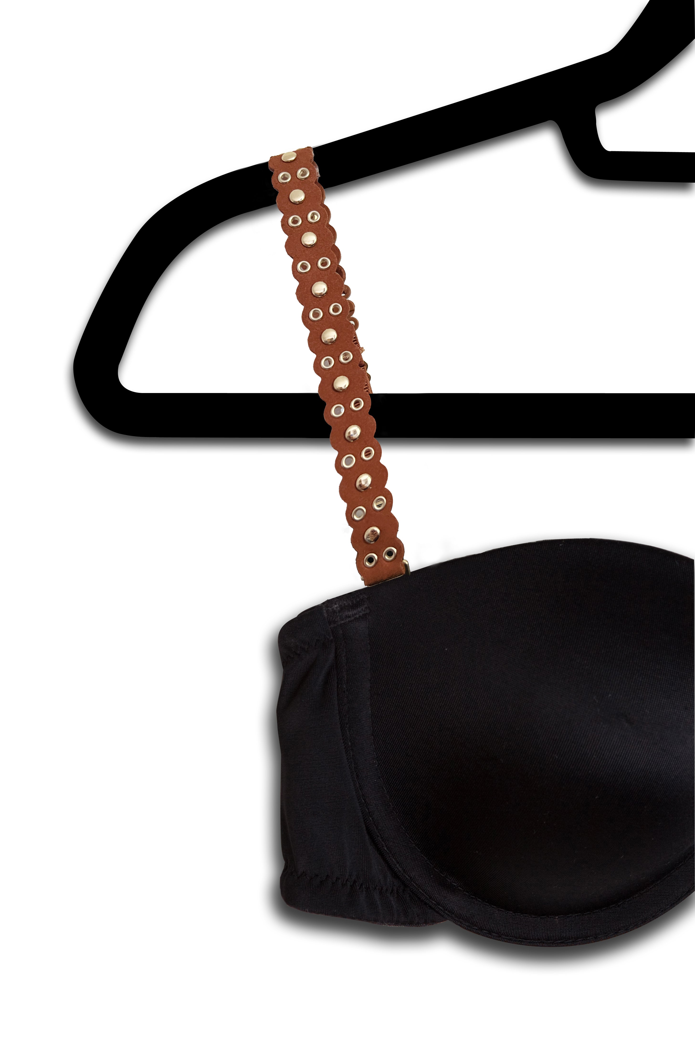 Camel Suede Scallop Gold Studs image 0