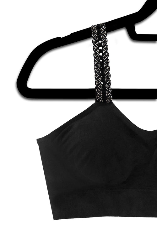 Black Loop Silver Studs (attached to our black bra) image 0